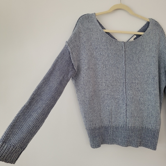 REBECCA MINKOFF Blue Long Sleeve Cute Back Knot Sweater - Picture 3 of 9